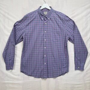 J.Crew Button Down Shirt Mens L Purple Gingham Tailored Cotton Check